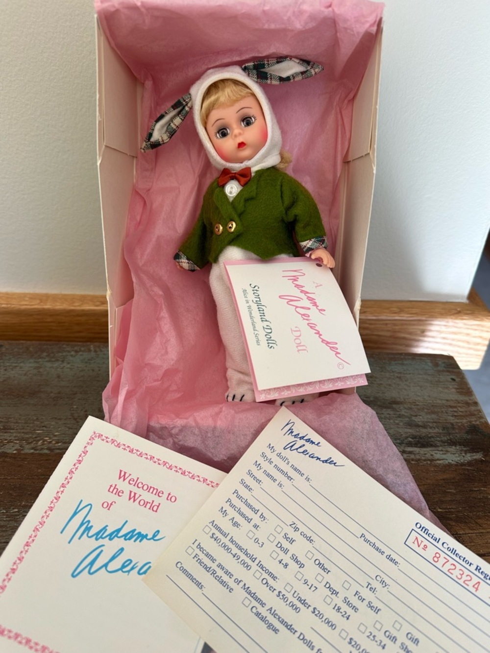 White Rabbit Alice in Wonderland Madame Alexander 13997 vintage in box 8” doll